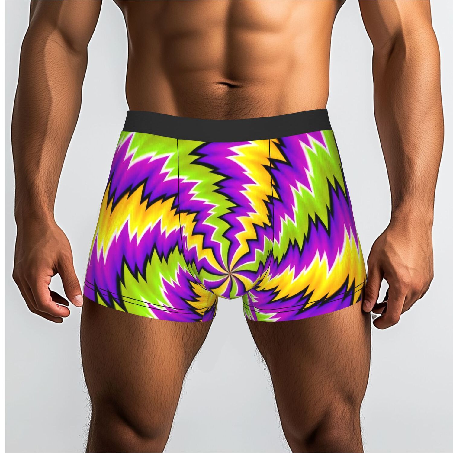 TEMU 1pc Swirl Stripe Color Block Print 21 Underpants Breathable Panties Men's Underwear Comfortable Shorts Boxer Briefs