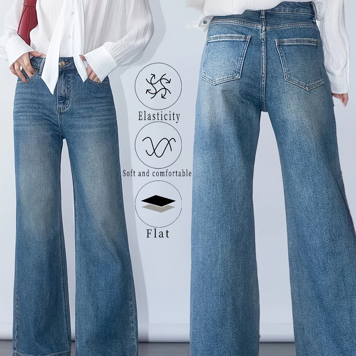 New High-waisted, Wide-legged Miniature Flared Jeans