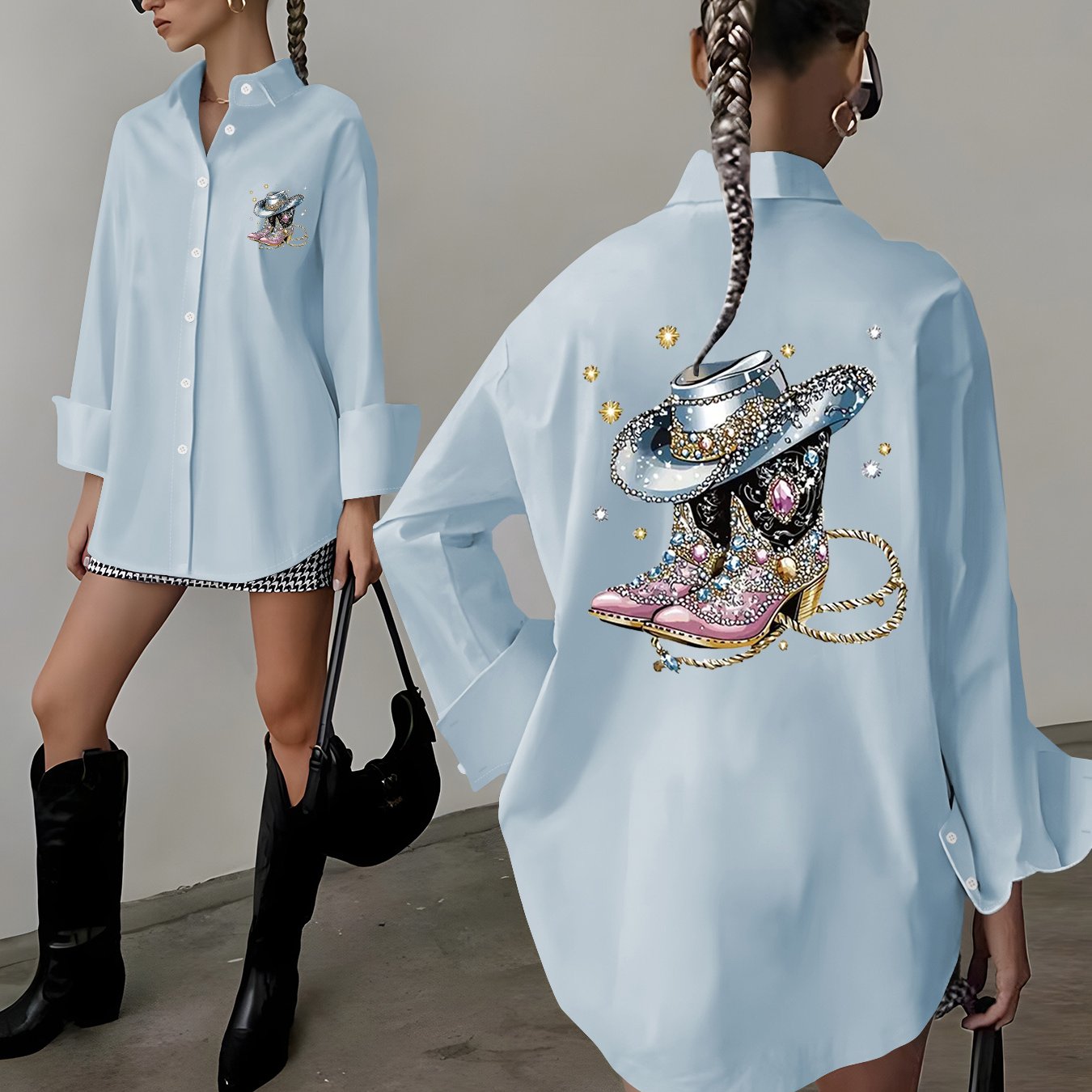 TEMU Top, Shirt, Fashion Women's Wear, Casual Loose Fit, Long Sleeve Long Top, One-piece, Elegant Women's Shirt, European And Selling Fashion Women's