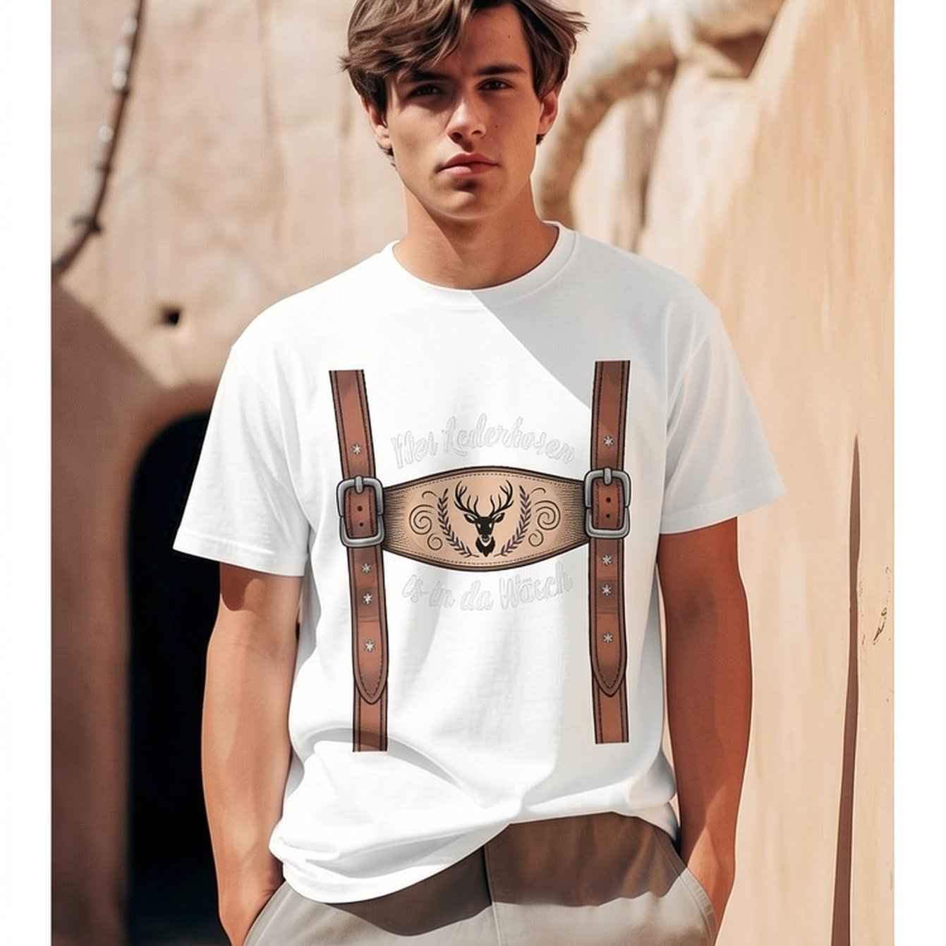 Lederhose Deer Costume Outfit October Costume Shirt T-shirt Tee Unisex For Man Gift Cottoned
