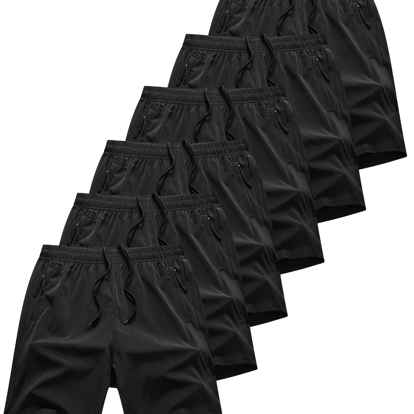 TEMU Men's Summer Shorts In A 6pcs Set, Loose-fitting, Breathable, Solid Color, Quick-drying, Thin And Trendy