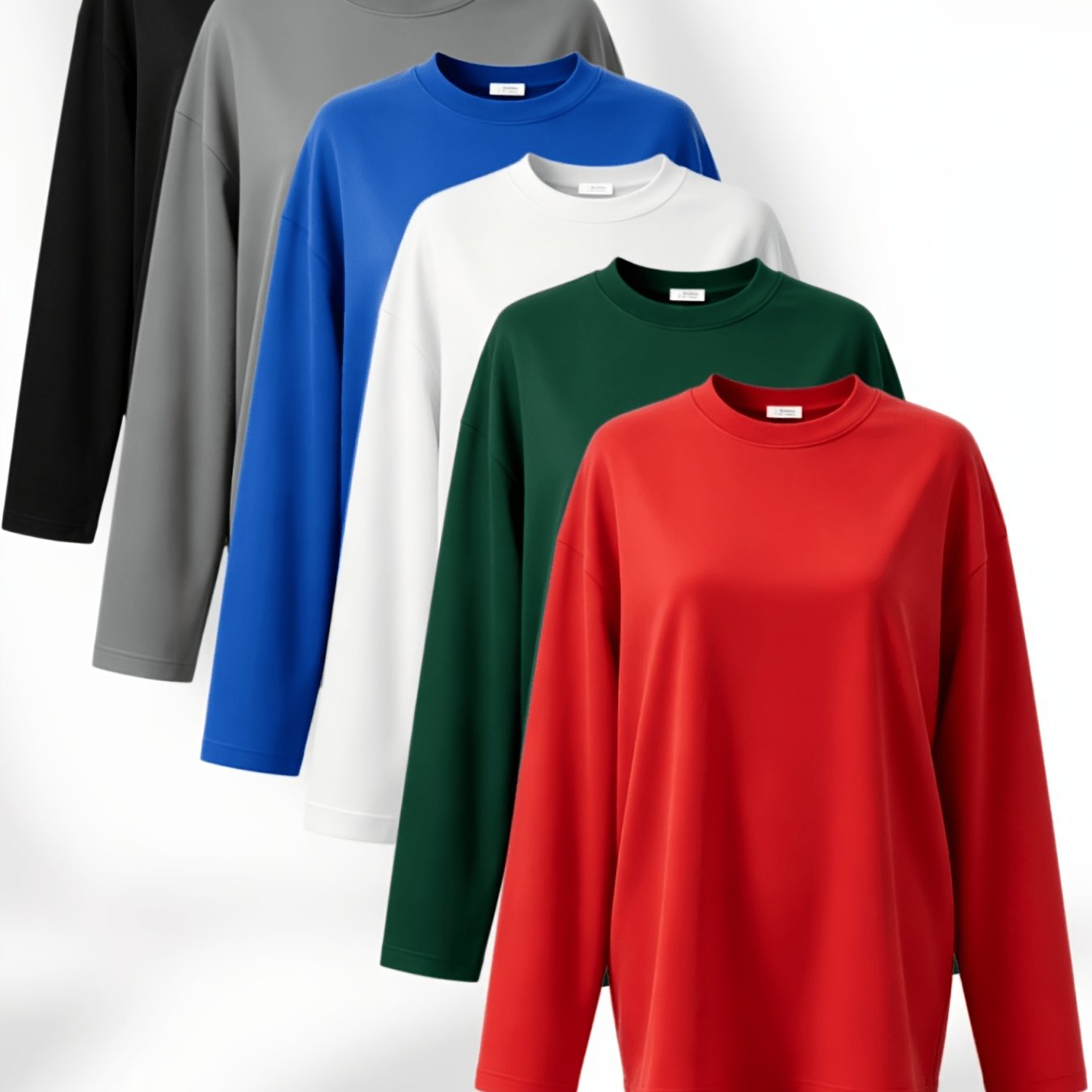 TEMU 6-pack Women's Long Sleeve Shirts, Crew Neck, Versatile, Minimalist Solid Color Loose Base Layers, Women's Tops For Outdoor Running, Fitness, ,