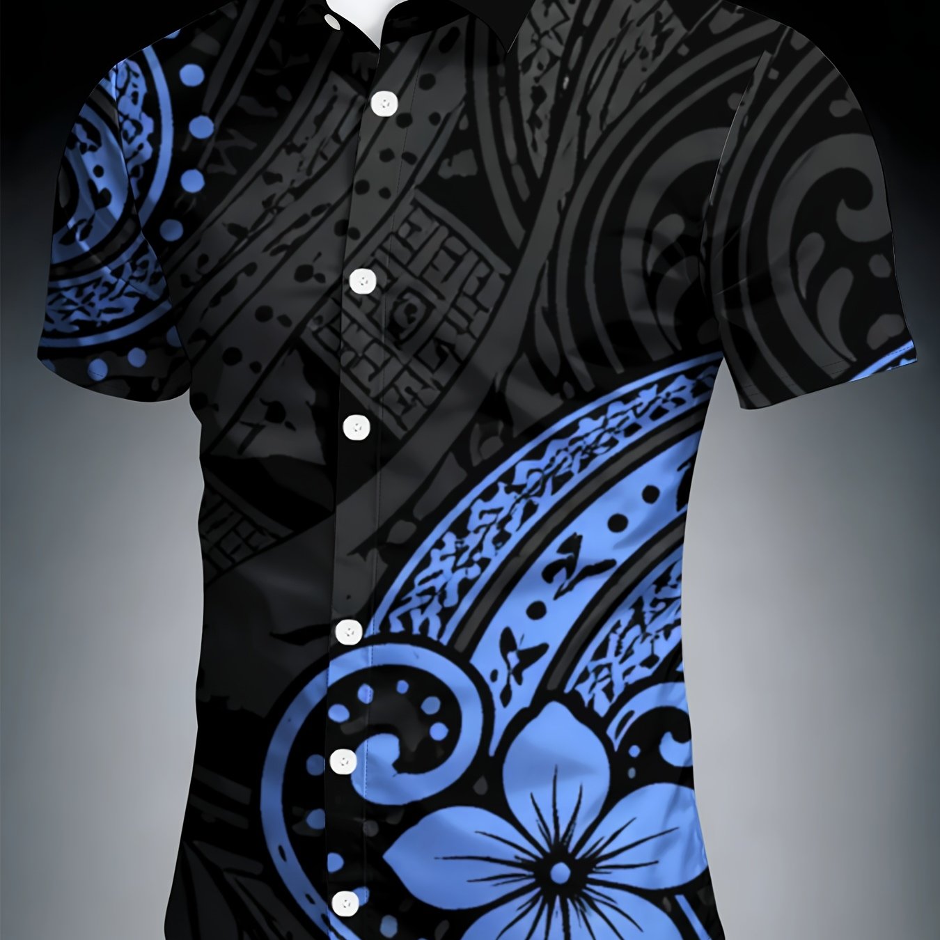 TEMU Men's Summer Short Sleeve Shirt, Geometric Print, Casual Fashion Top