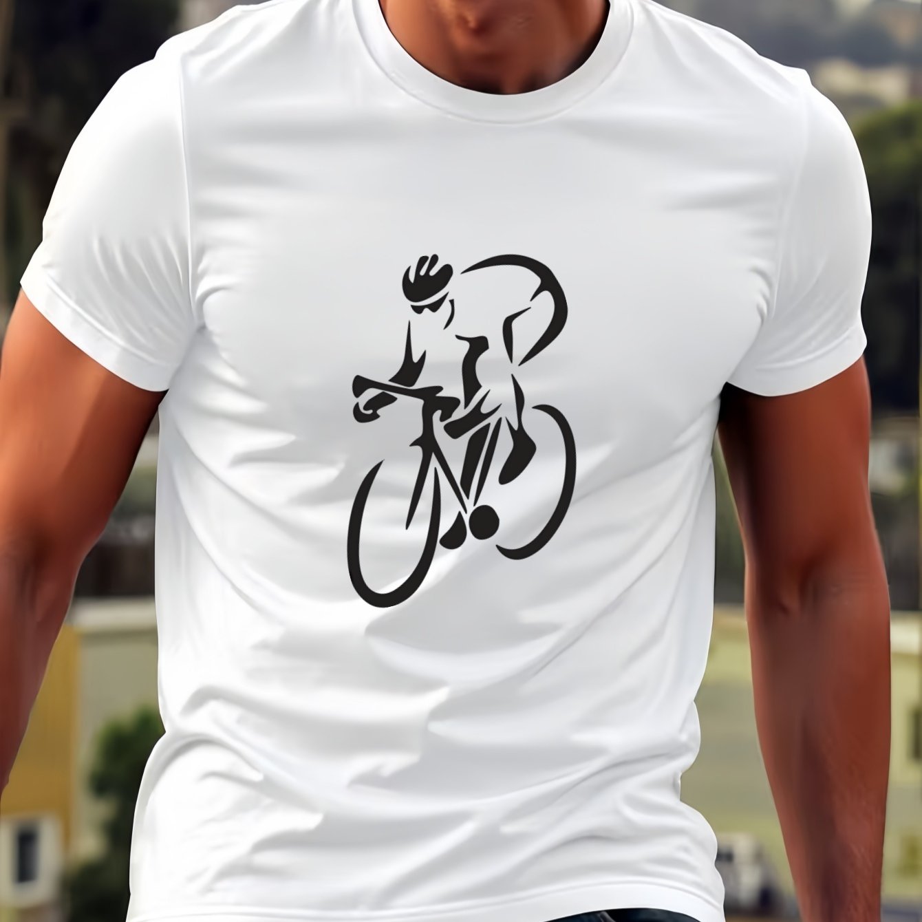 TEMU Men's Cycling Print Pattern, Competition- Summer T-shirt Suitable For Outdoor Sports