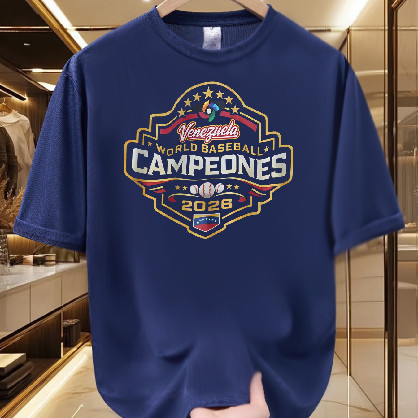 TEMU Camiseta de Manga Corta para Hombre Venezuela de Béisbol - Diseño , y , 100% Fibra de Poliéster, Ajuste , Camiseta , Ropa para de los Deportes