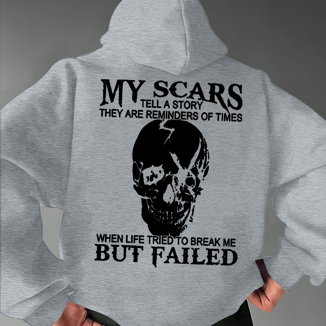 TEMU Men's Casual Versatile Hooded Sweatshirt, Fashionable Trendy Skull Print, Outerwear For Outdoor And Home, Men's Casual Pullover Hoodie
