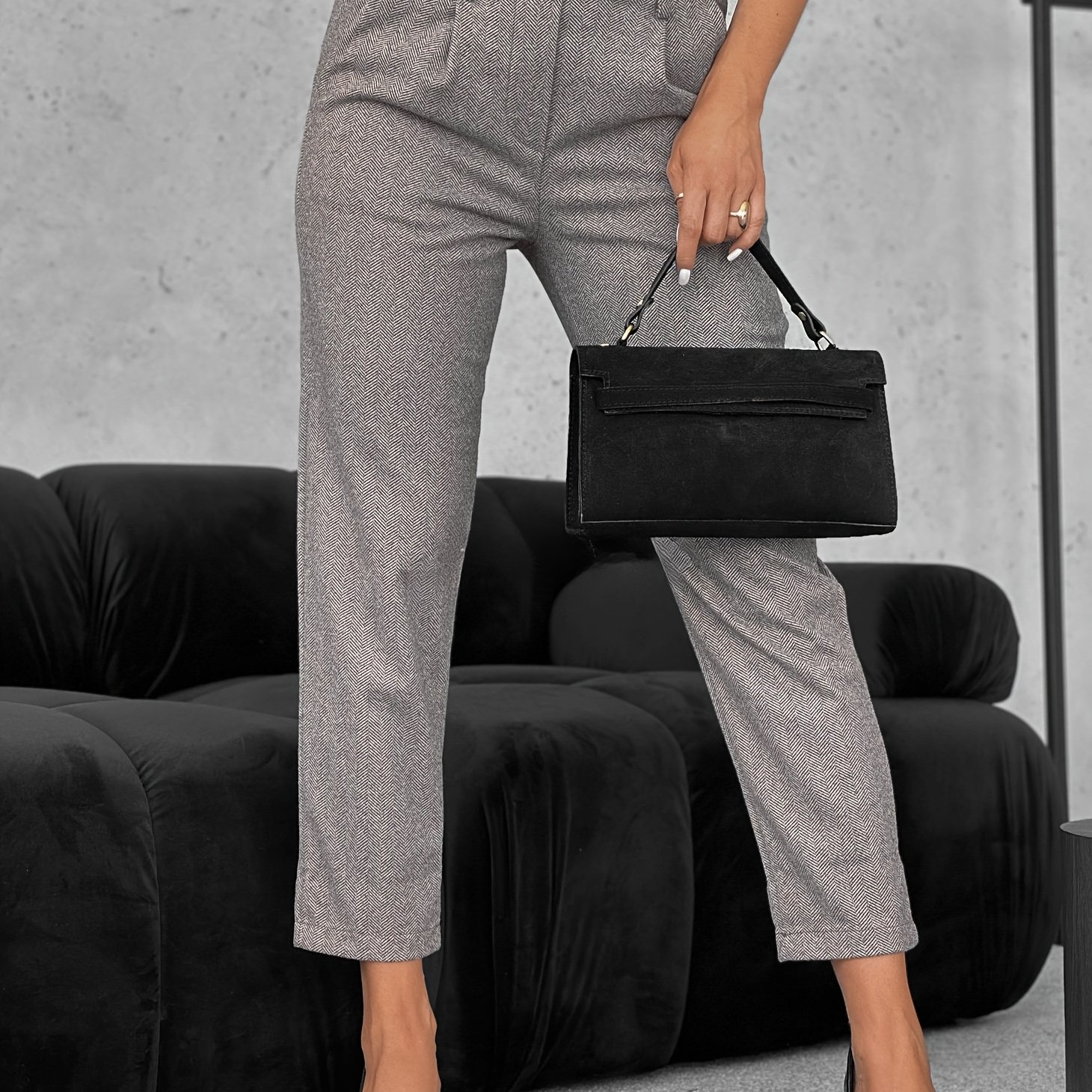 TEMU 2026 Premium Straight Trousers Women's Fall Winter High-waist Drape Wide-leg Pants Business Office Wear Body-shaping Elastic Casual All-match (