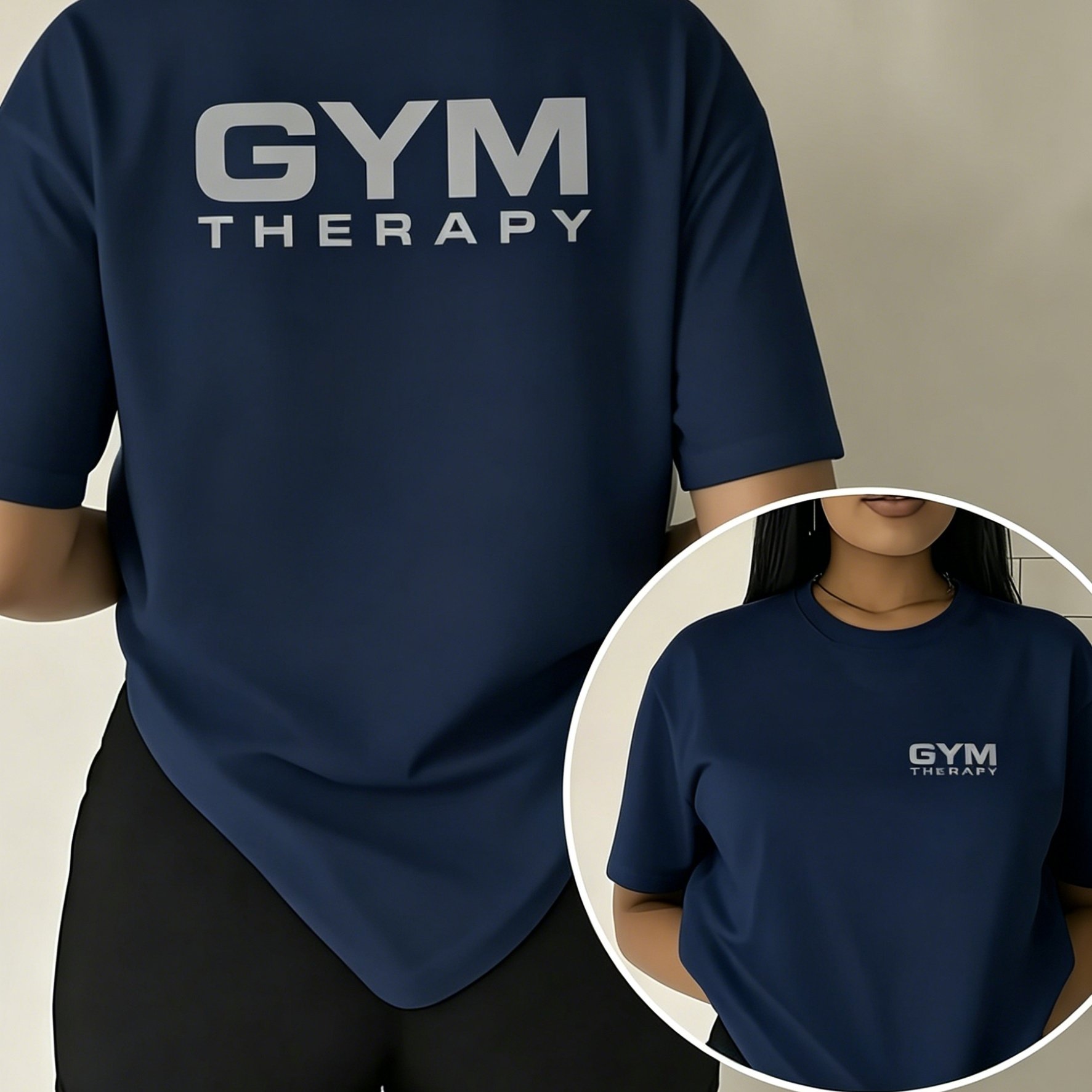 TEMU T-shirt ample imprimé devant et pour femmes, haut de sport décontracté pour fitness, gym et thérapie