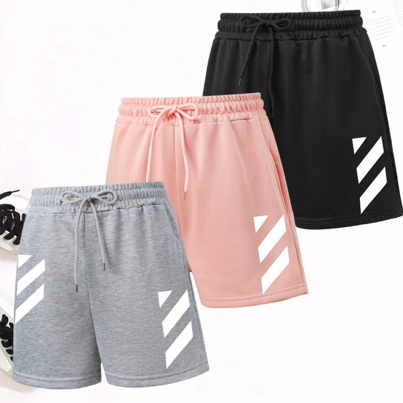 3pcs Women's Summer Loose-fit Casual And Breathable Versatile Outer Wear Shorts