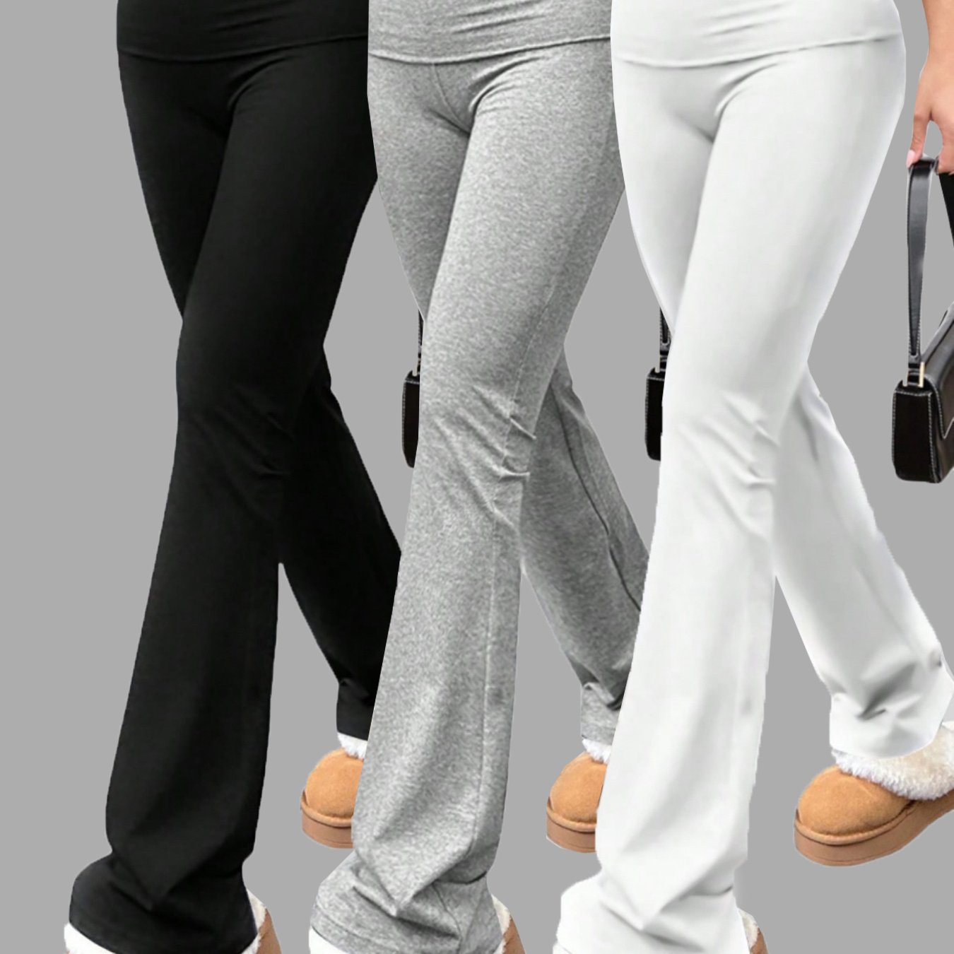TEMU Ensemble de 3 pantalons larges à taille cintrée, décontractés et polyvalents, de style européen et américain