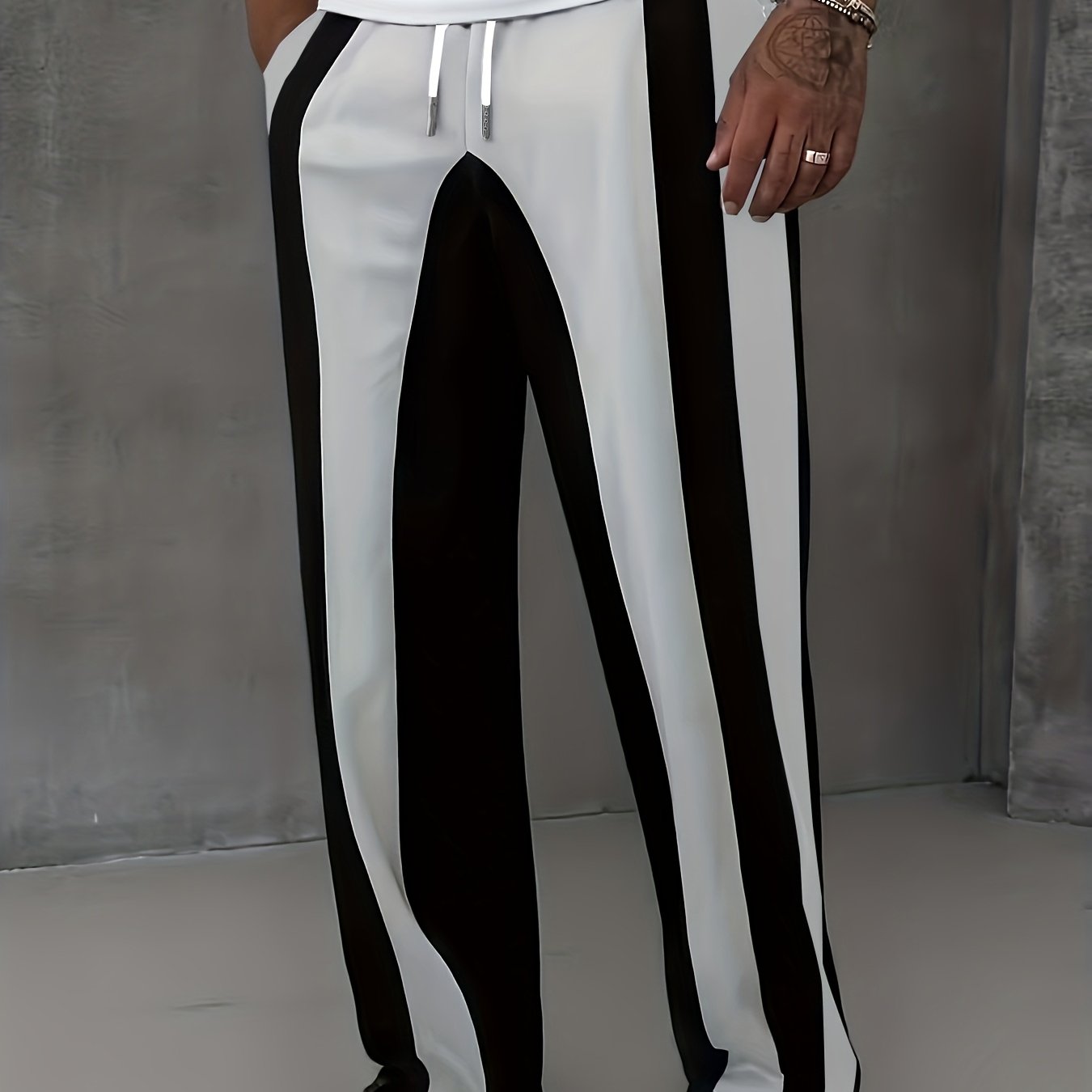 TEMU Men's Straight-leg Athletic Pants With Pockets - Solid Color H-fit For Outdoor Sports, Gym,, & Casual Wear - Machine Washable Straight Tube For