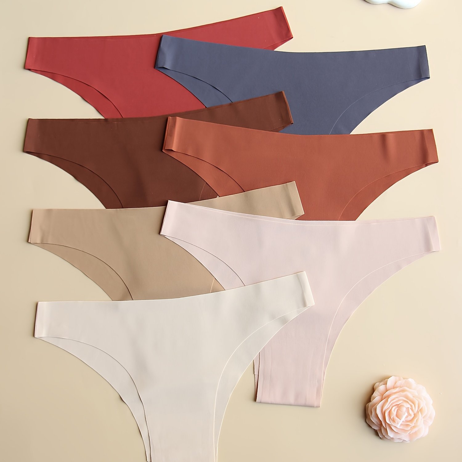 TEMU 7-pack Women's Panties, Low-rise, Stretchy, , No-track, Comfortable, Breathable, Soft, Underwear Set