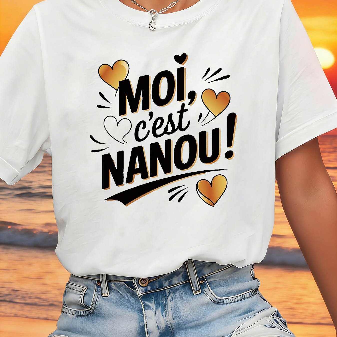 TEMU T-shirt Femme Tendance Printemps Été, Col Rond Décontracté, Motif "I Am , C'Est ", Idéal Shopping , Soirée, Déplacements, Polyvalent et Élégant