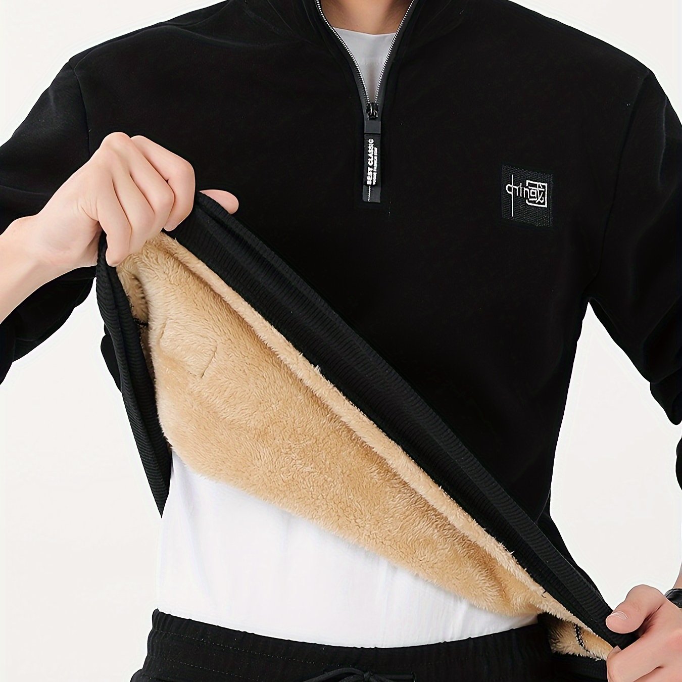 TEMU A Single Piece Of Men's Hoodie Made With Thick Fleece, Perfect For Keeping Warm During The Autumn And Winter . This Casual Coat Features A