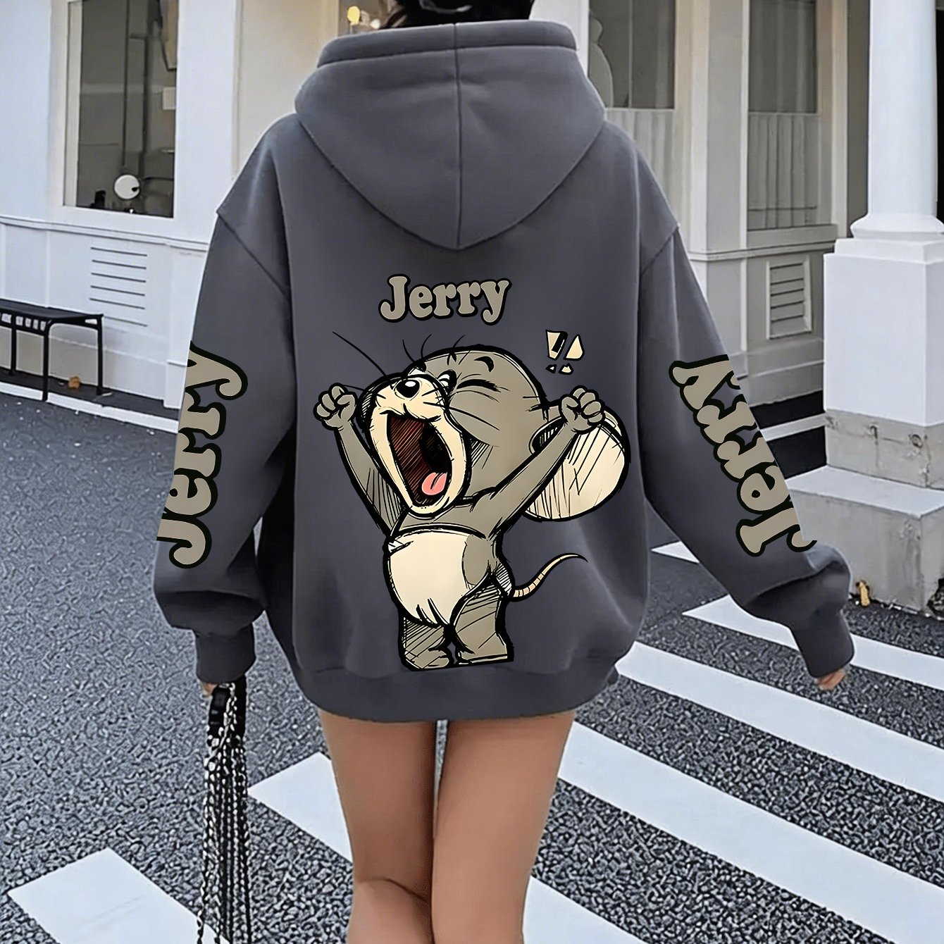TEMU Officially Licensed By Warner, A Cartoon-themed Collaboration Item. Fall/winter Style Hooded Sweatshirt, A Versatile Outerwear Jacket For Ladies