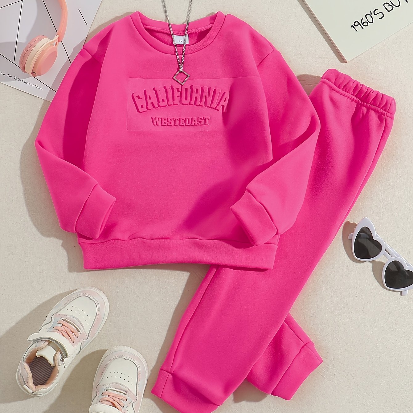 TEMU Youth Letter Embossed Warm Lining Sportswear And Pants, Winter Sportswear, Cold Weather Clothing, Casual Sportswear, Trendy Sportswear, Quality