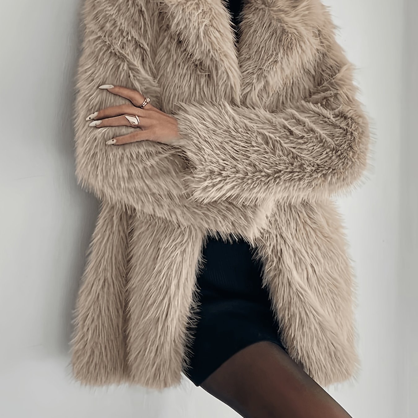 TEMU Women's Jacket Winter Warm Cozy Blazer - Elegant Suitable For Commuting, Office & Holiday Outfits, Solid Color Non-stretch Hand Washable