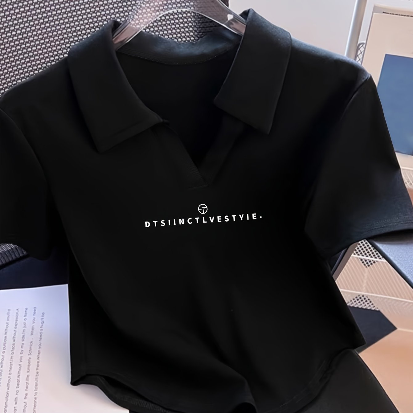 TEMU Camiseta T30 para mujer, corta, que estiliza la cintura, de manga corta, ajustada, con cuello de solapa y dobladillo