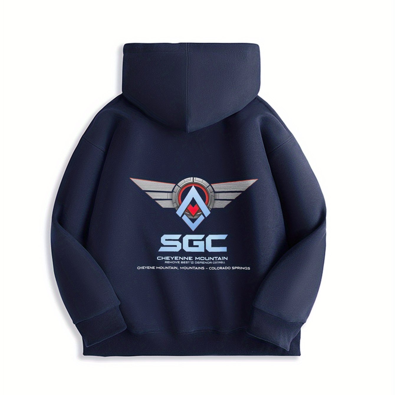 Image of Dark Sweatshirt Featuring The Sgc Mountain Emblem - A Military- For Enthusiasts, Cosplay, And Everyday Use