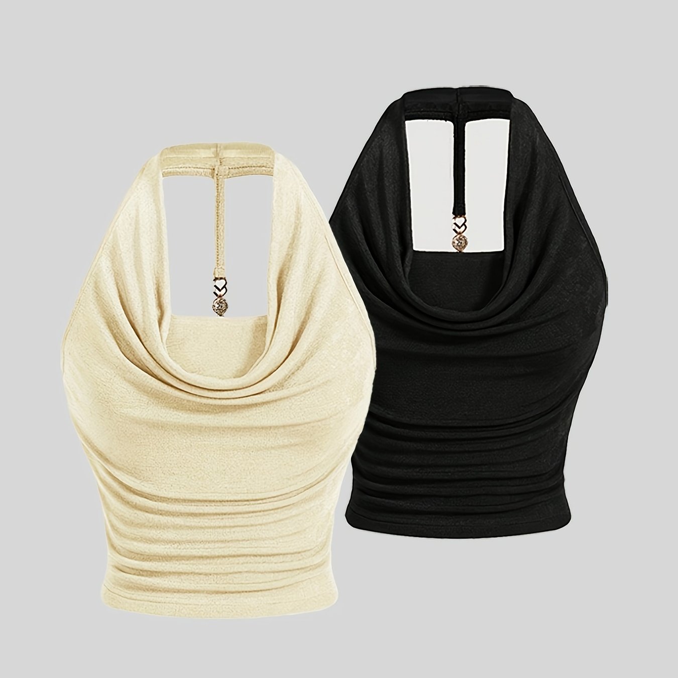 New Stylish And Elegant Comfortable Halter Neck Women's Tank Top 2pcs Set