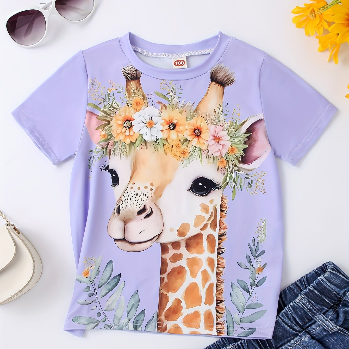 famesale Maglietta da Donna Estiva 3D Giraffa Stampata con Scollo a V e Manica Corta Tops Animals Tee Streetwear T-Shirt Oversize Abbigliamento Donna