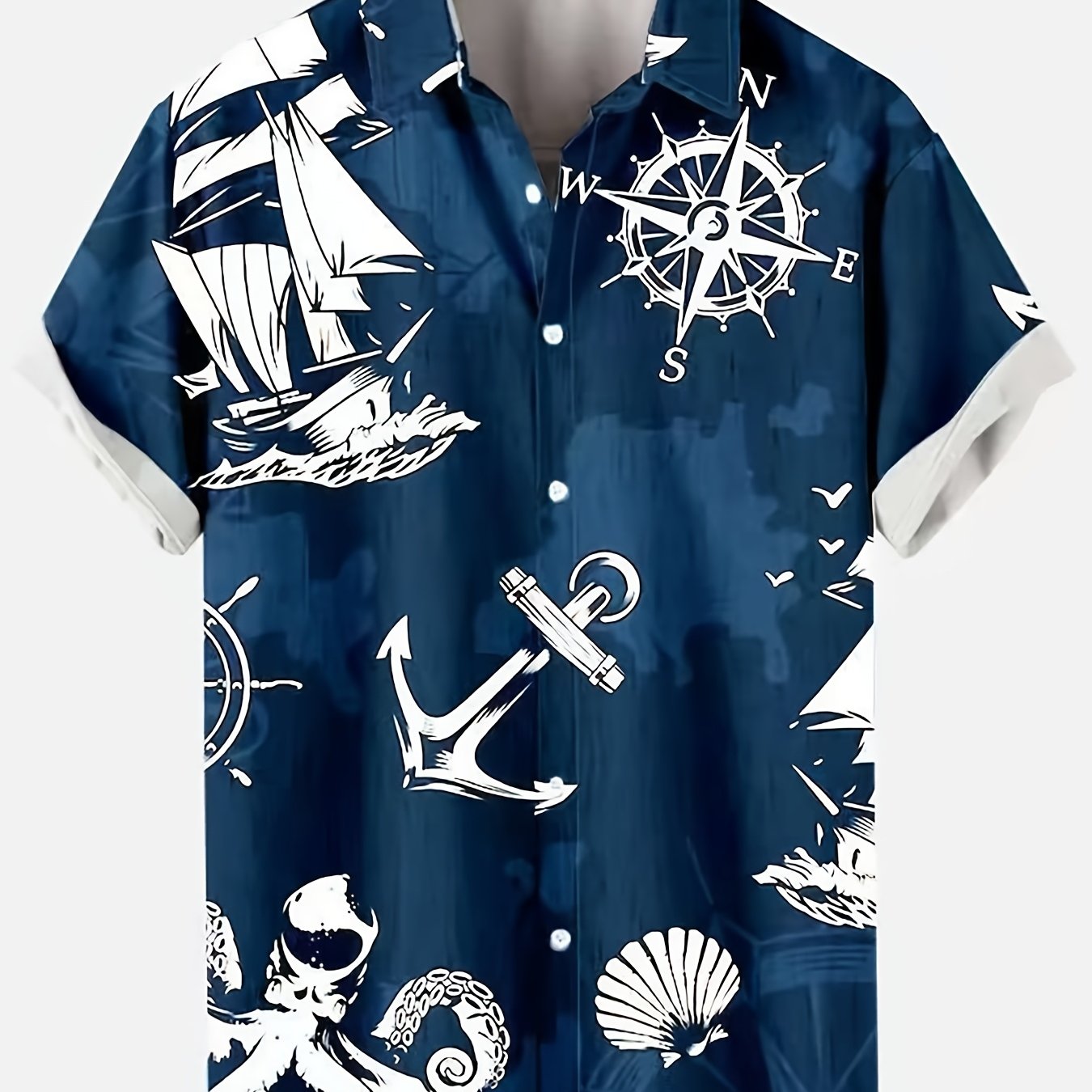 Image of Plus Size Men' Short Sleeve Shirt, Extra Large Size, 100% Polyester, , Collared, Regular Fit, Summer, Fabric, 120 Gsm - Adult