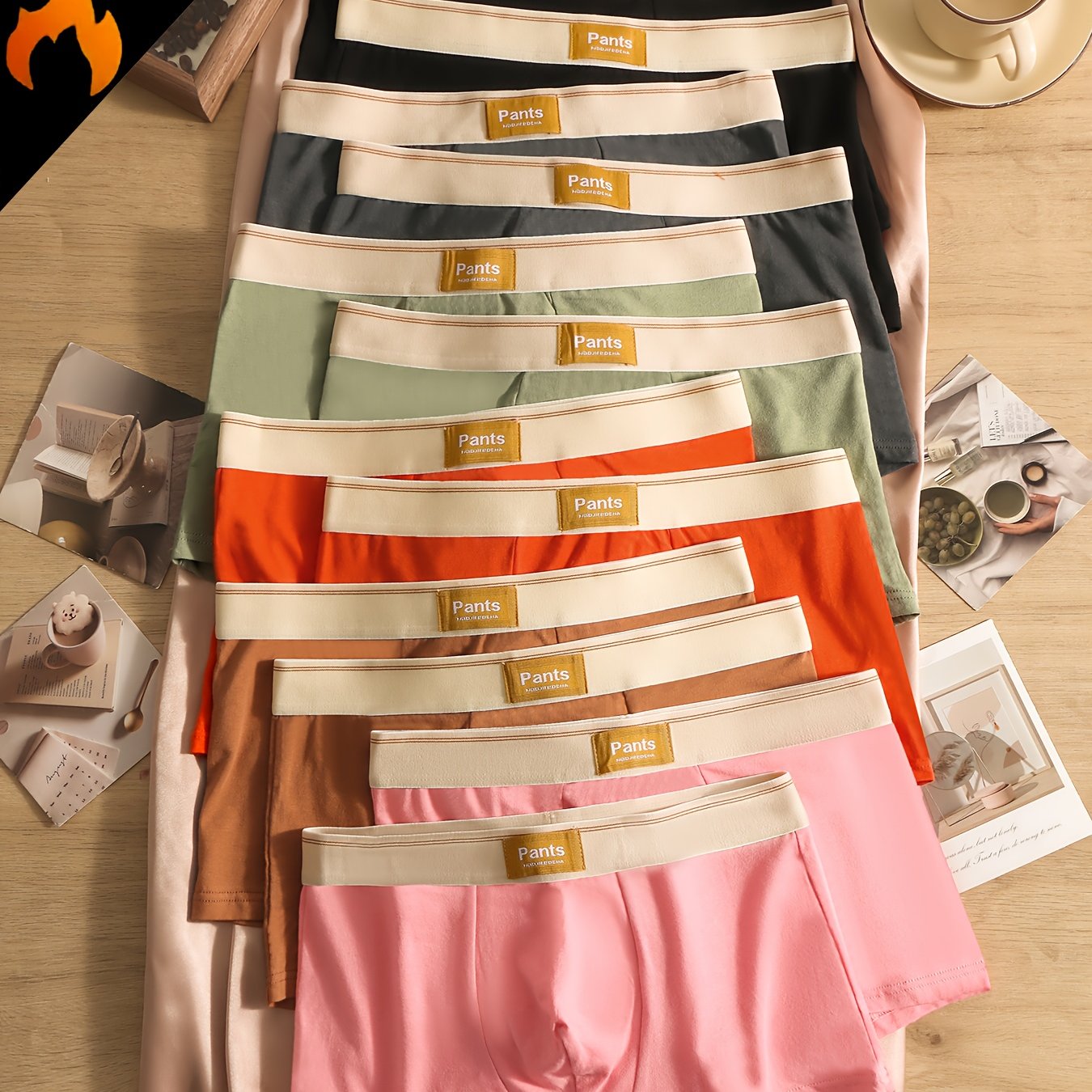 Image of Random 8pcs Men's Fashion Solid Color Boxer Briefs Shorts, New For Autumn And Winter Casual Sports Shorts For Casual Attire Soft, Lightweight, Anti-odor, Stretch Fabric Cotton