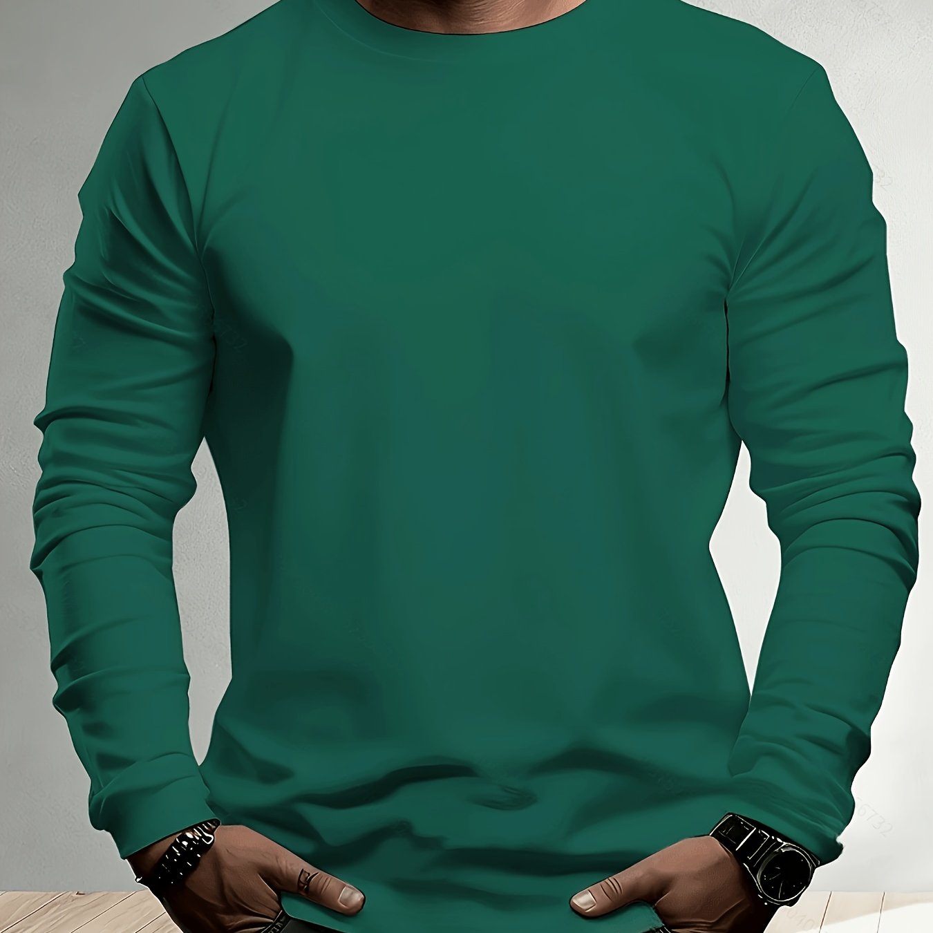 TEMU Men's Long Sleeve Round Neck T-shirt, Elastic , Suitable For Casual And Formal Wear, Essential For Spring And Autumn [printed Design -