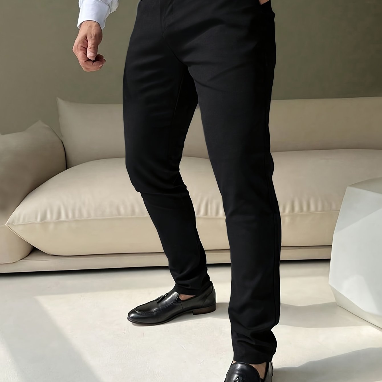 E-shop Herren Einfarbige Anzughose, Herren Lässige Lange Hosen für den , Business Herrenhose (Gürtel Nicht Enthalten)