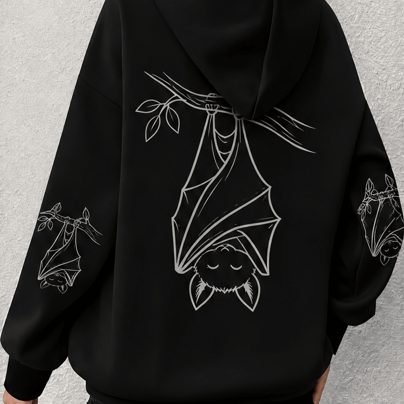 Image of New Women's Hoodie Bat Graphic Theme Trendy Printed Sweatshirt Women's Hoodie Fleece Thickened Warm Sweatshirt Autumn Winter Daily Wear Streetwear Gift For