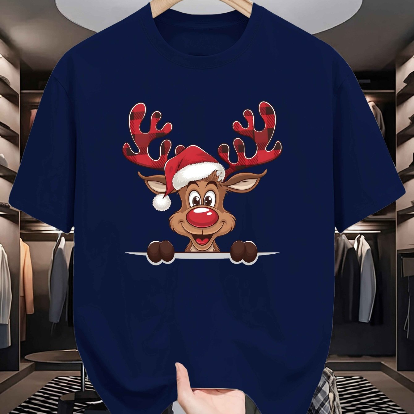 TEMU 1103 Christmas Men's Summer Short-sleeved T-shirts, Fashionable And Trendy Printed Men's Bottoming Shirts, Male Teenagers' Spring And Summer