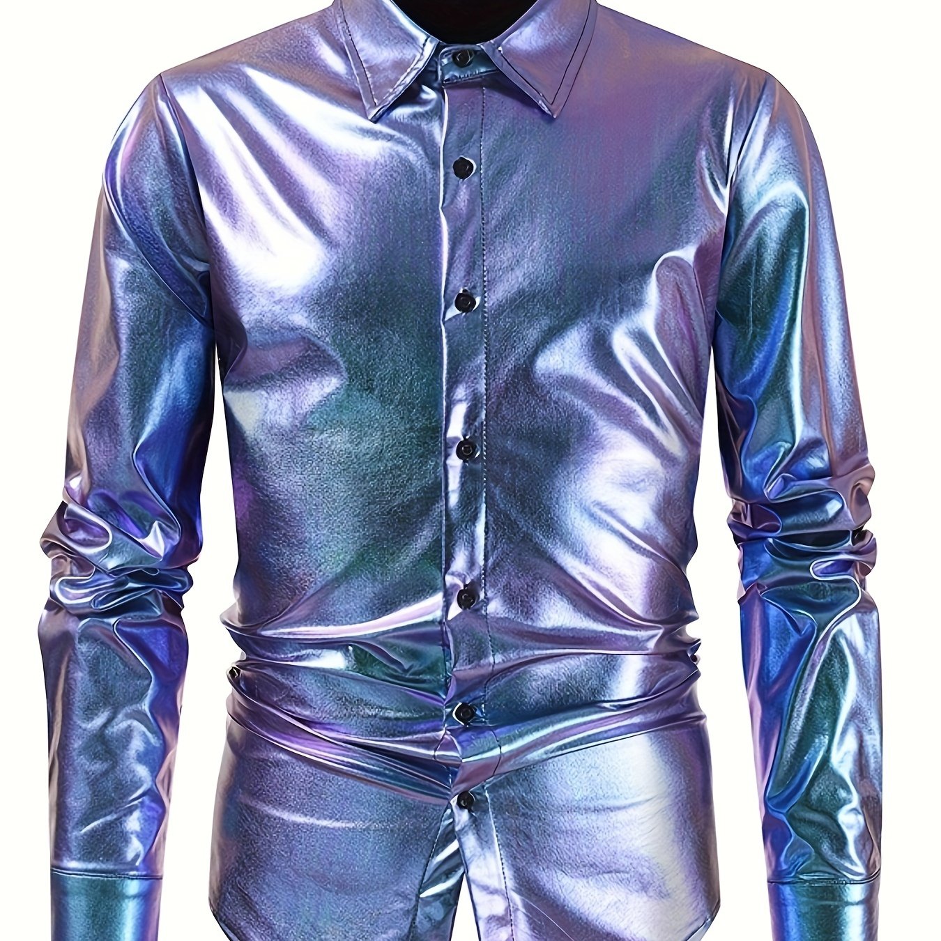 Image of Men's Long Sleeve Shirt With Turn- Collar, Sizes M-l