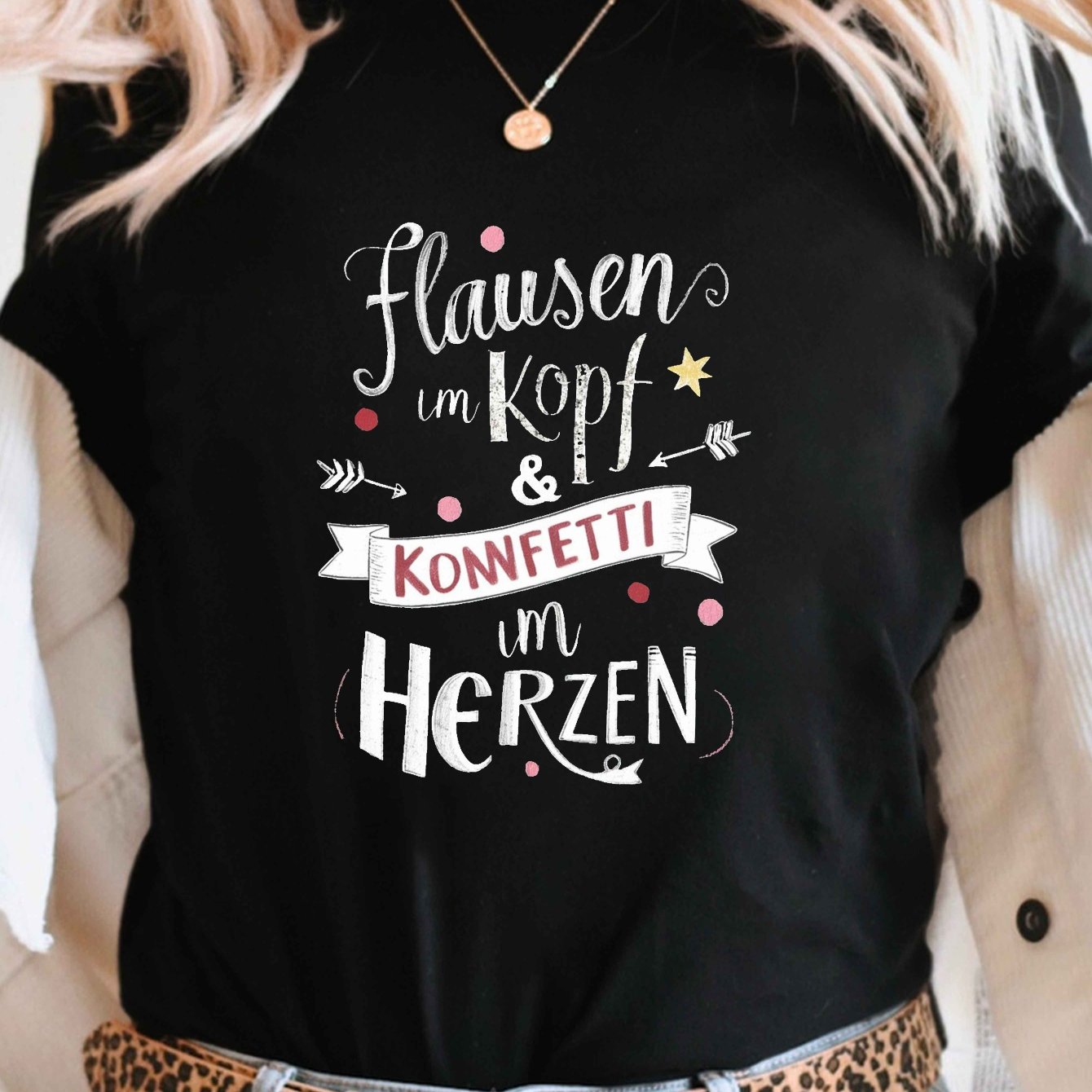 TEMU Damen Confetti-Print T-Shirt – Kurzarm Rundhals-Top mit geometrischem Muster, Frühlings-Sommer Casual Bluse für Partys, & – Maschinenwaschbar,