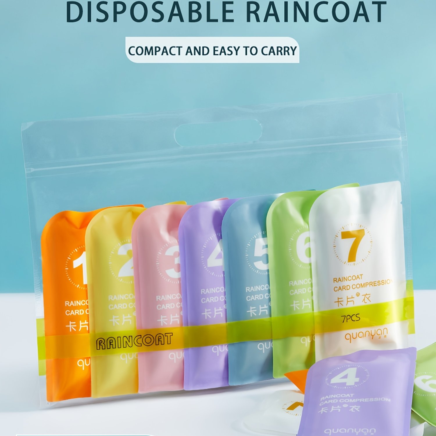 E-shop 7 Stück Regenponchos, Unisex, Einweg, , Einzeln Verpackt, Verschiedene Farben, Tragbare Regenmäntel für Outdoor-Camping, Wandern, Sport, Angeln,