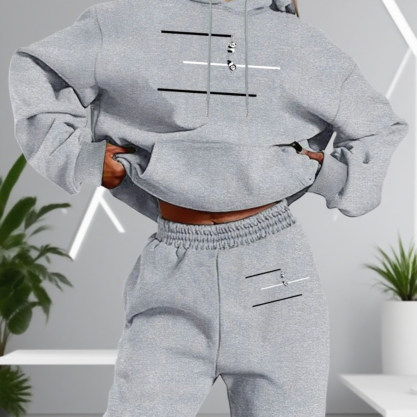 TEMU Graphic Print Two-piece Set, Hoodie And Pants, Women's Clothing