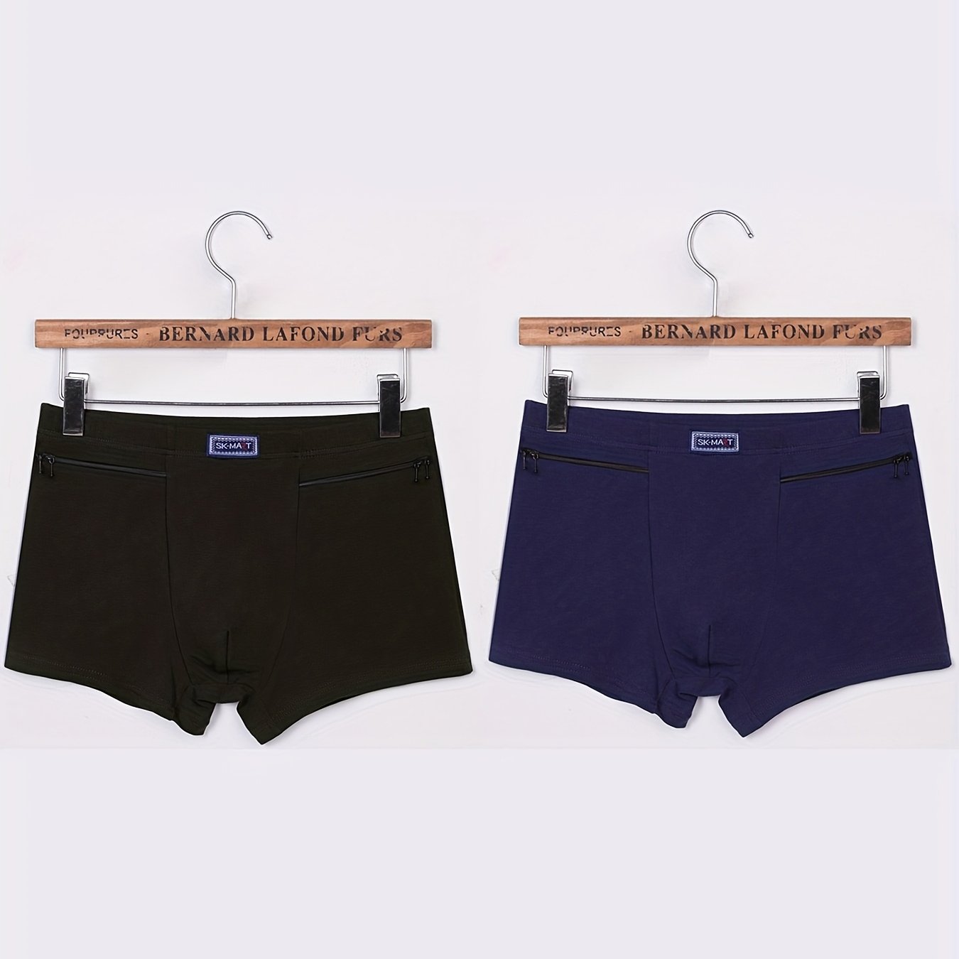Image of 2-pc Men's Boxer Briefs With Double Pockets For Business Trips And Travel, Hidden Passport Boxer Briefs, Comfortable And Breathable