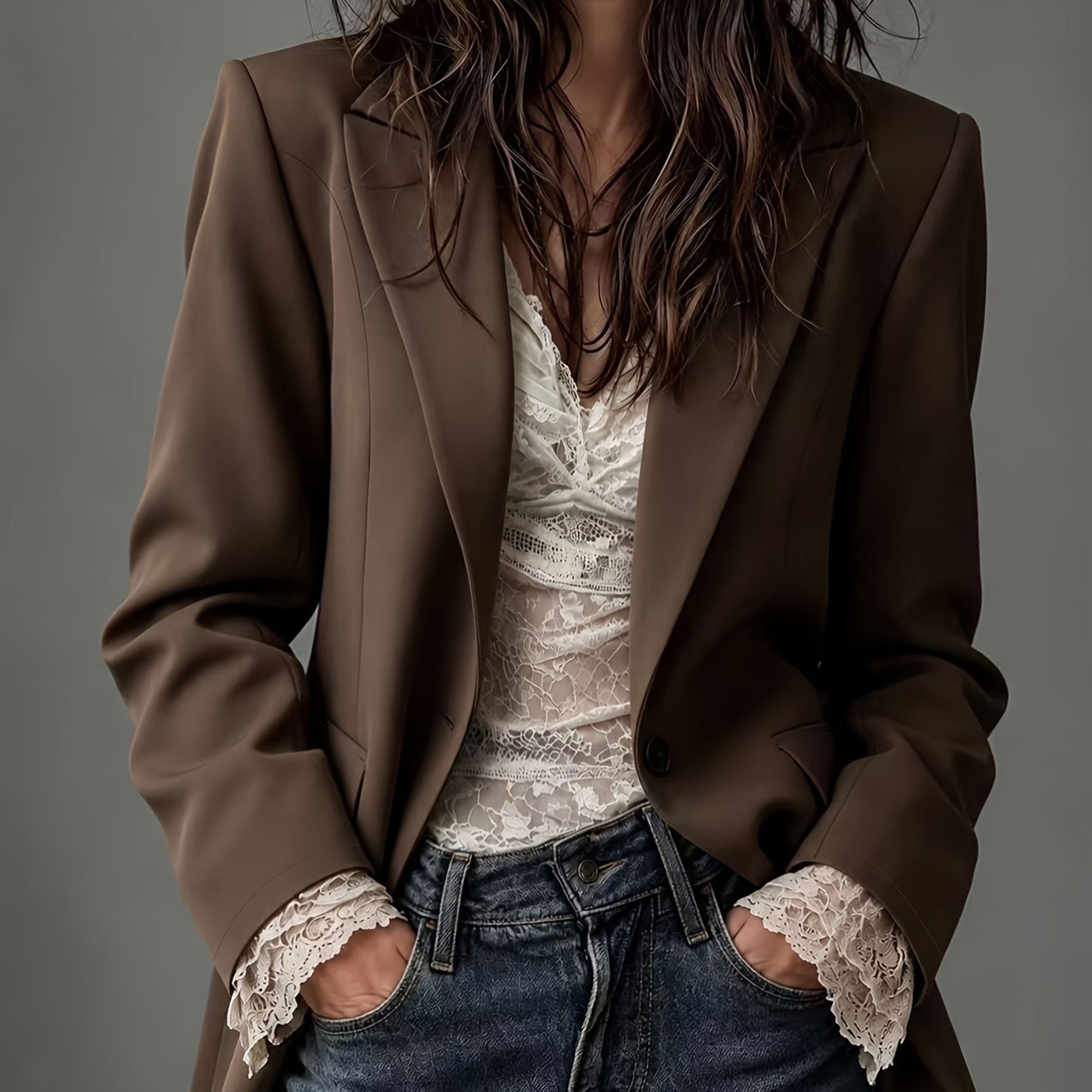 TEMU 1pc Single-breasted Suit Jacket For Women, Casual And Elegant Lapel Long Sleeve Slim Fit Flattering Commuter Blazer, Versatile Temperament Work