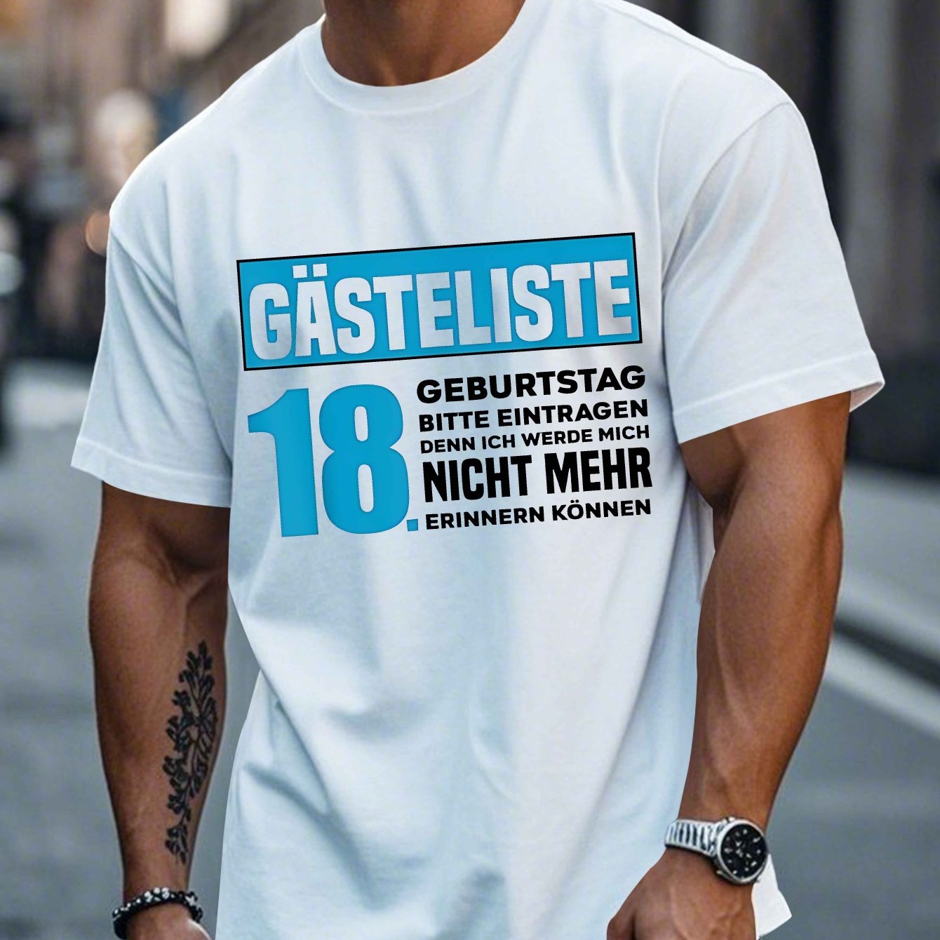 E-shop Deutsches 18. Geburtstags-T-Shirt für Herren mit kurzen Ärmeln, Sommer-T-Shirt-Oberteil