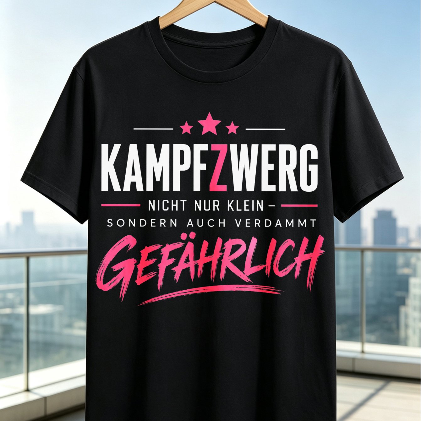 Image of German Dwarf Not Small But Damn Pink Stars And Brush T-shirt Unisex T-shirt