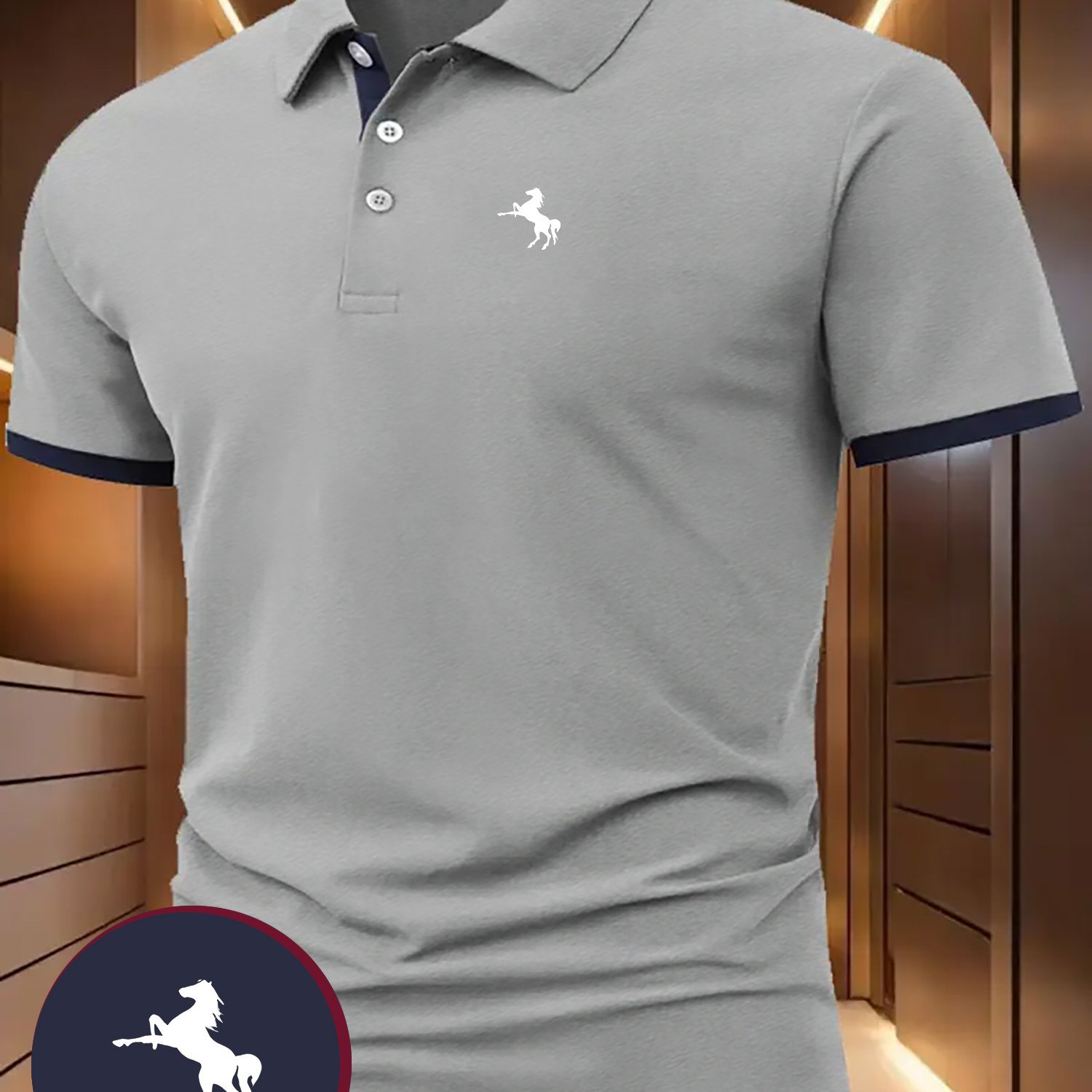 TEMU Fashionable Horse Creative Print Mature Charm Men' Luxury Shirt With Large Lapel, Henley Shirt, Comfortable, Cool, And Breathable, Essential For