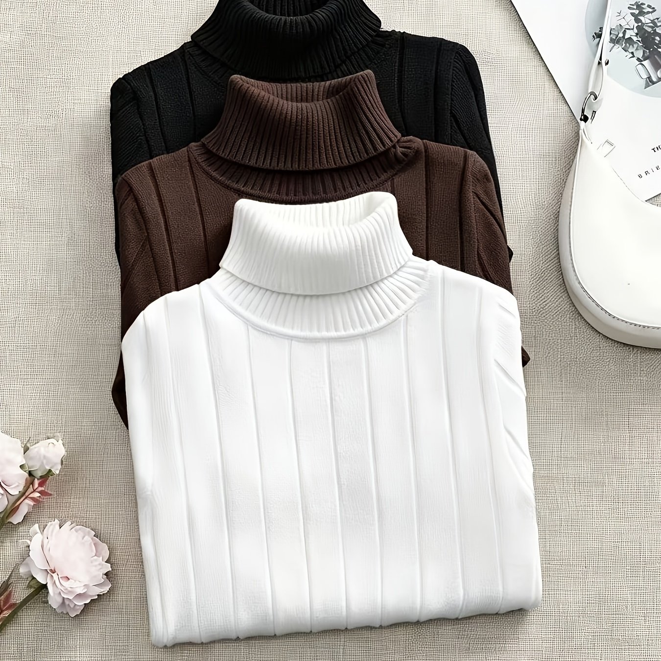 TEMU Set da 3 pezzi e versatile da donna, maglia casual /inverno, maglia da campus, outfit da aeroporto da donna, autunnale, maglia autunnale da