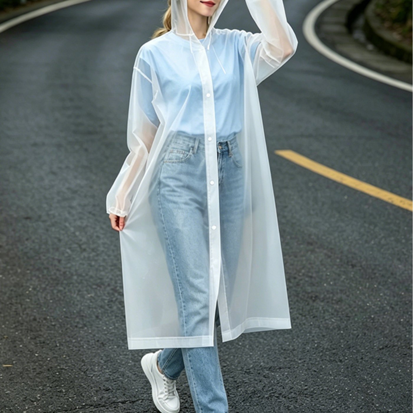 TEMU 1pc Of Body Integrated Raincoat, Reusable With A Large Brim Long Raincoat, Portable Unisex Adult Raincoat, Suitable Suit Outdoor Activities,