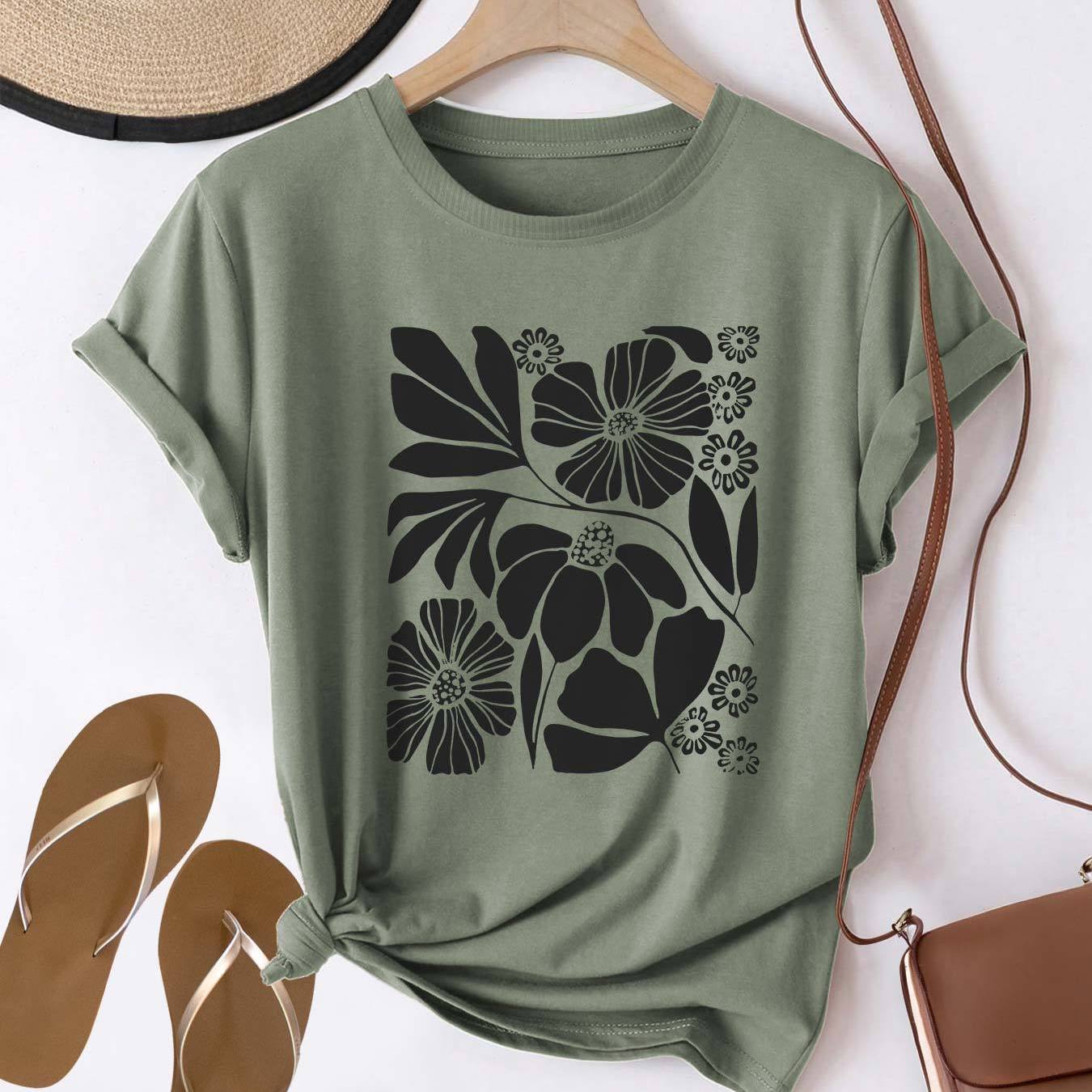 Graphic Print T-shirt, Short Sleeve Crew Neck Casual Top For Summer And Spring, Women's Clothing