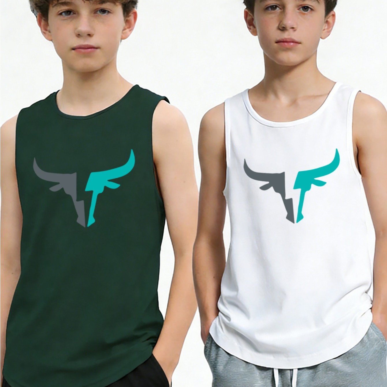 TEMU 2pcs Boys' Quick-dry Moisture-wicking Breathable Athletic Sleeveless Tops - Gym Swim Training Wear Suitable For 13-16 Years, For Teenager