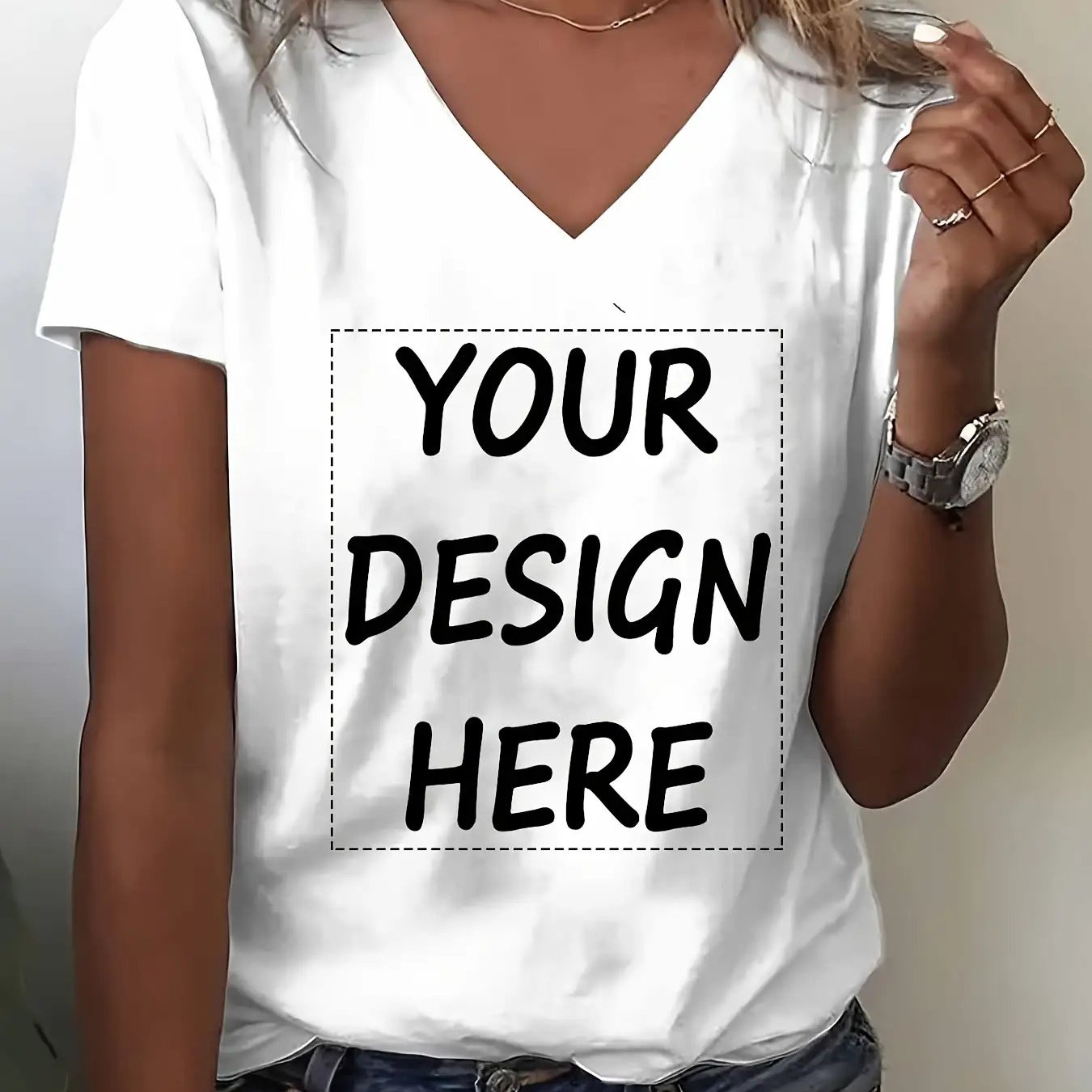 TEMU Customizable Women's Casual T-shirt- Soft, Round Neck, Short Sleeve, Regular Fit, Perfect For Summer Team Uniforms, Weddings, Parties, Corporate