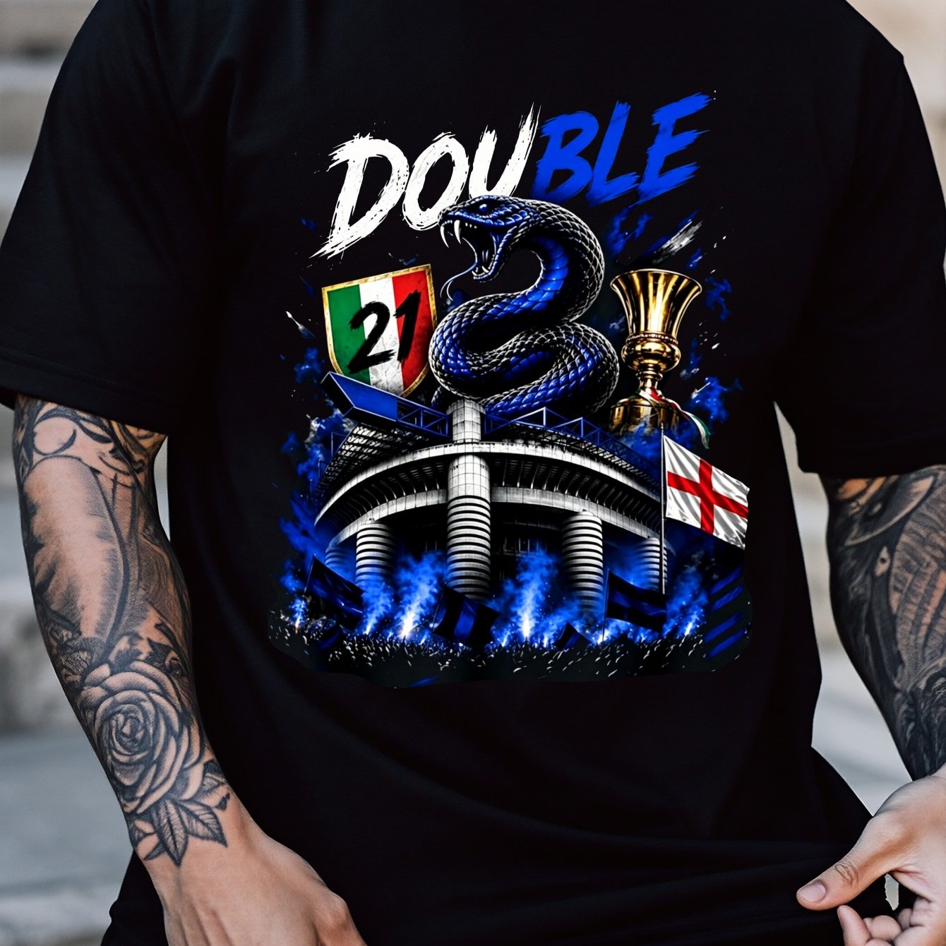 Image of New Style Funny Stadium Design Unisex T-shirt Black For Casual Wear And Festival Gifts 100 Cotton Fashionable Versatile Daily Outfit Short Sleeve