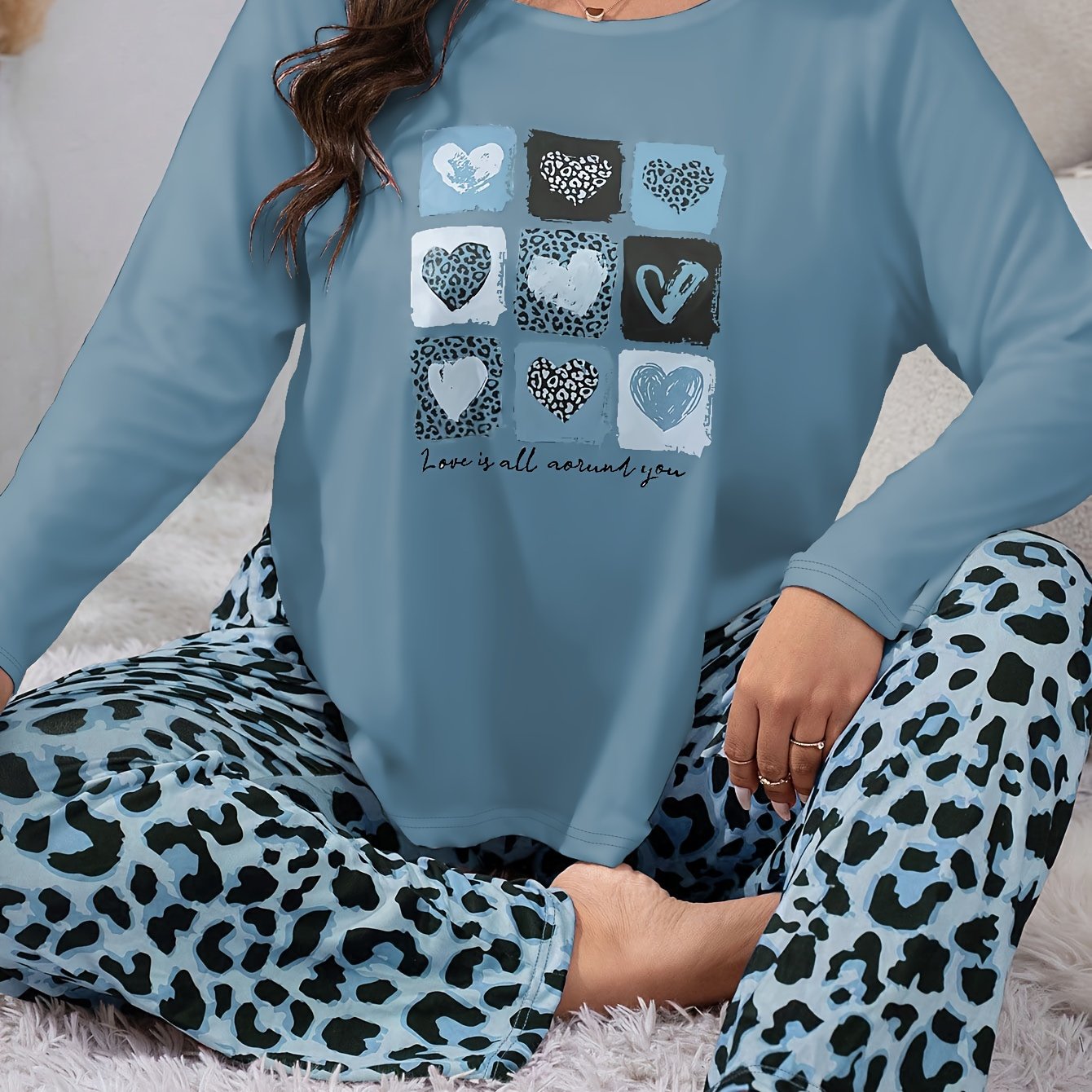 Autumn Plus-size Cartoon Print Long-sleeve Pajama Set