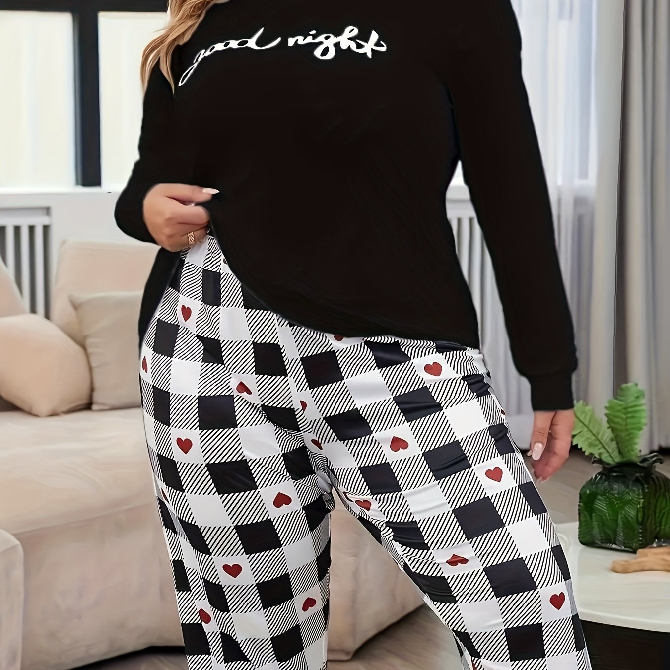 Plus Size 2pcs Elegant Clothing Clothing - Print Clothing Suit, Cozy Winter Clothing For, Matching 2pcs Clothing (clothing & Pants), Machine Washable Bedding Ensemble