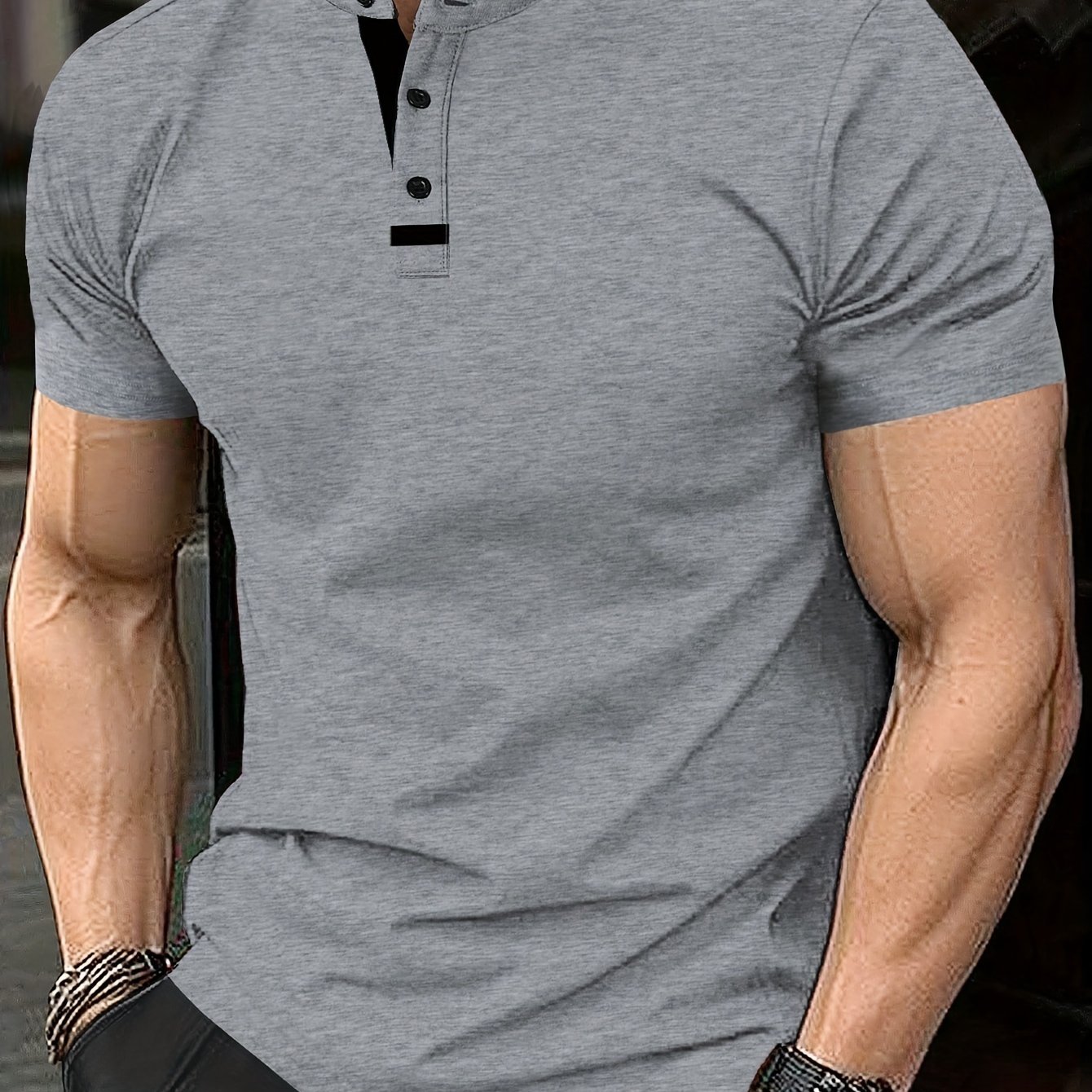 TEMU [customer Favorite] Casual Shirt - , Round Neck With Button , Breathable , Washable - For /fall