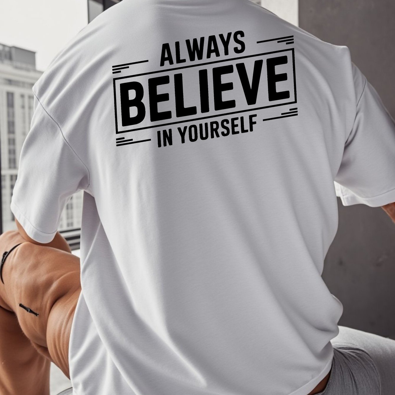 TEMU 0312 Believe Om Upirself Short-sleeved T-shirt Large Size Printed Bottoming Shirt Extra Large And Wide Spring And Summer Round Neck Casual